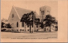 Iola Kansas First Presbyterian Church Miller's Views Albetype Postcard c1910 picture