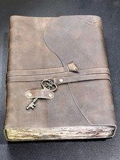 Papyrus Style Rustic Brown Leather Bound 100 Page Sketchbook Notebook Tomb picture