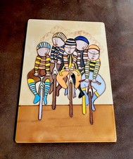 Sport. Glazed Relief Wall Plaque “Five People Riding Bicycles, Tour De France picture