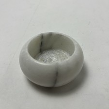 Antique Salt Cellar White + Gray Stone Round 2” Diameter 1” Tall picture
