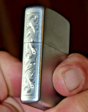 Vtg Zippo Brushed Lighter  Hand Engraved. 2004 picture