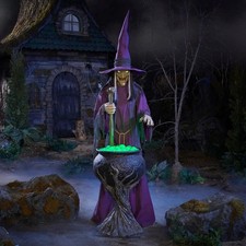 Brewing Witch 8 FT Wicked Woods Animated LED Halloween Decoration Outdoor Yard picture