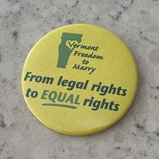 Rare Vermont Freedom to Marry Pin – Marriage Equality Movement History, LGBTQ picture