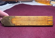 Rare boxwood & brass Ironmonger's rule Rabone Birmingham folding Ruler Scales picture
