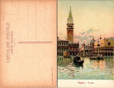 Venezia Il Molo Postcard Italy Vintage Unposted Scenic Gondolas Venice Harbor picture