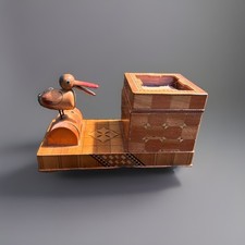 Vintage 1940’s Wooden Mechanical Bird Cigarette Dispenser picture