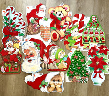 Vtg 80's Eureka Christmas Decoration Wall Decor Flocked 15 Cardboard Die Cut NEW picture