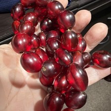 Vintage Rare Faturan 126g Red Bakelite Cherry Amber Juice 58 Beads Tested picture