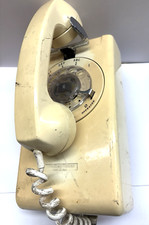 VINTAGE  IVORY STROMBERG CARLSON ROTARY PHONE  WALL TELEPHONE - STAINED - PROP picture