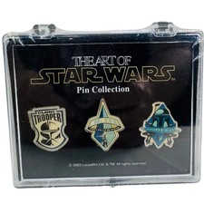 Lucasfilm Art of Star Wars Jedi Academy Clone Trooper Pin Jango Fett Set 2003 picture