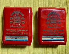 Vintage Celluloid Matchbook Cover Holder Fredericks Beer Thornton IL Lot of 2 picture