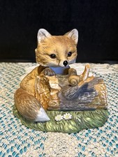 Homco Vintage 1986 Loveable Beginnings Baby Fox Masterpiece Porcelain Figurine picture