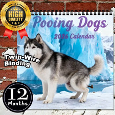 2026 Pooping Pooches Dog Calendar, White Elephant Gag Gift Exchange Yankee Swap picture