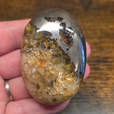 Lions Gate Quartz Palmstone, Golden Healer Quartz And Pyrite, Rare Find, L#26 picture