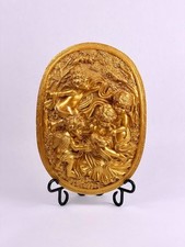 Vintage 1980s Decorative Oval Resin Plaque Depicting Putti picture