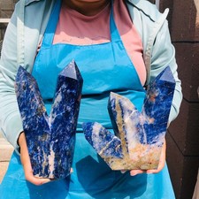 2 pieces 6.66LB Natural Blue Vein Stone Crystal Multi Pointed Pillar Heals 2244 picture
