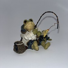 Vintage 1998 Boyds Bears & Friends #36701 Frogmorton & Tad Fly Fishing Figurine picture