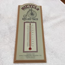 Vintage BICYCLE BRAND Rolled Oats Wall Thermometer 1988 Apple Cupboard picture