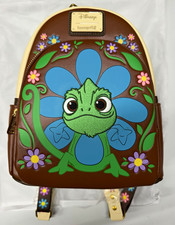Loungefly Disney Rapunzel Pascal Floral Brown Mini Backpack Handbag picture