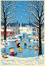 Peanuts Snoopy Charlie Brown Winter Ice Skating Vintage Style Poster 13x19 picture