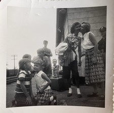 Vintage Photo Women Girls Kissing Goodbye at Train Station Affectionate 1950s picture
