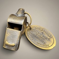 City Police 1920s Solid Brass Tag & Whistle picture