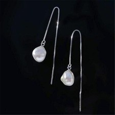 Fashion 11-12mm White Baroque Pearl Earrings 18k Ear Stud Casual picture