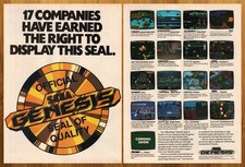 1990 Sega Genesis Print Ad/Poster Klax DJ Boy Insector X Video Game Console Art picture