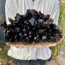 9.59LB Large Natural Smoky Black Quartz Cluster Crystal Specimen Healing picture