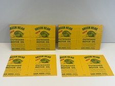 Vintage Unused Green Head Duck Outboard Motor Oil Labels Cincinnati OH RARE picture