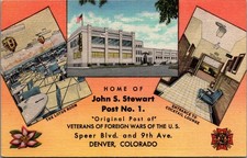 VFW John S. Stewart Post 1 Denver CO Lotus Room Cocktail Lounge Postcard picture