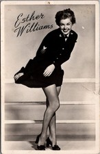 Esther Williams Real Photo RPPC Pin Up Glamour Sailor Uniform Vintage Postcard picture