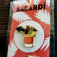 New BACARDI Rum Puerto Rico Lapel Pin~Cocktail Critters Bat, Jungle Bird Recipe picture