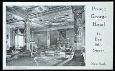 Vintage B & W Prince George Hotel Corner Of Main Lounge New York c1939 Postcard picture