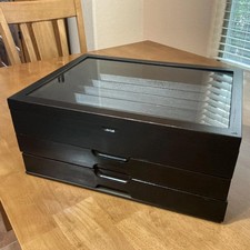 Knife Display Case 43+ Wood Black EDC Pocket Knives Watch Organizer Storage Box picture