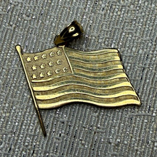 14kt Gold American Flag Patriotic Lapel Pin Pinback / Tie Tack picture