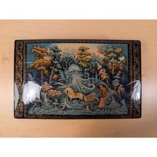 Vintage 1980s Mstera Russian Lacquer Box Morozko Signed P Golubykh Trinket AS IS picture