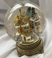 Vintage Franklin Mint Village Snow Globe, Water-Filled Glass/Resin Round picture