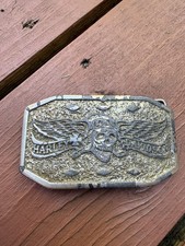 Vtg 1970's Harley Davidson Flying Winged Skull Belt Buckle # 602 USA picture