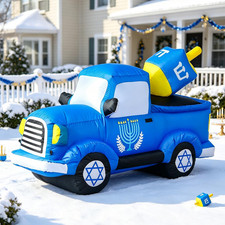 6FT Hanukkah Inflatable Truck Chanukah Blow up Outdoor Decorations picture