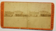 RARE 1870s Stereoview Penn Railroad New York Emigrant German Immigrant Depot picture
