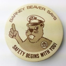 Barney Beaver Says Safety Begins With You TTC Toronto Transit Pinback Pin G806 picture