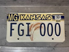 KANSAS LICENSE PLATE TRIPLE NUMBER MG MONTGOMERY COUNTY FCI 000 1993 MARCH picture