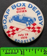 Vintage 1970 Soap Box Derby Quad City Pinback Pin picture