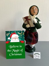 Byers Choice Traditional Girl holding a Wrapped Present plus Accessory Sign picture