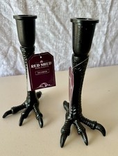 Pair of Cast Iron Claw Foot Candlesticks Candle Holders Goth Halloween NWT 8