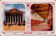 1909 Paris Madeleine Church & Fontainebleau Francis I Gallery Postcard France picture
