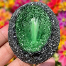 Rare Natural Meteorite Quartz Crystal Specimen Goethite Green Copper Ore Decor picture