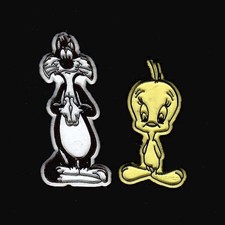 Sylvester and Tweety Bird Lot Looney Tunes Vtg Rubber Fridge Magnet Cartoon '70s picture