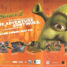 Vintage 2004 Shrek 2 Original PS2 Video Game 2-Page Print Ad Art 40x27cm GPM 190 picture